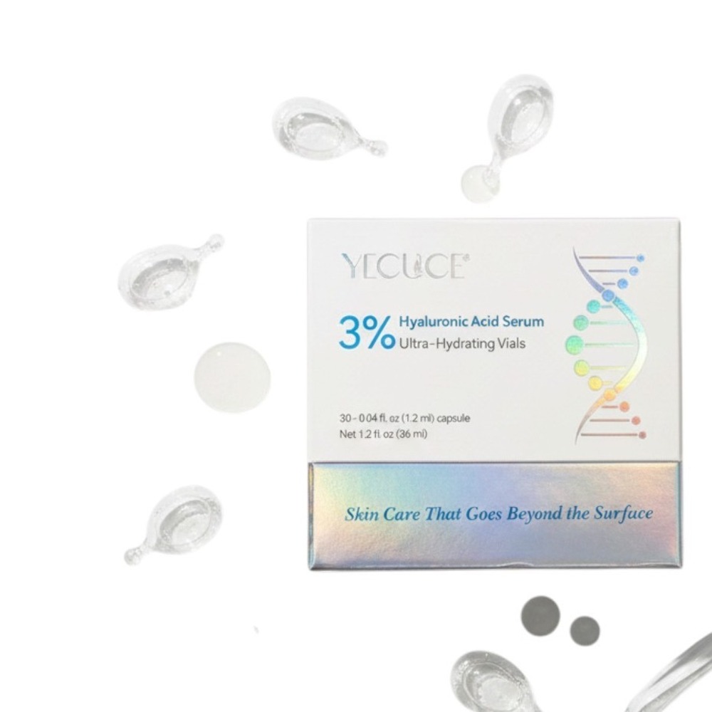 Yecuice 3% Hyaluronic Acid Serum Ultra-Hydrating Vials 30 Capsules 1.2oz NEW